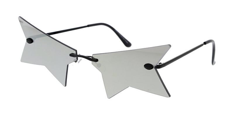 Rimless Cut Off Star Novelty Frame Color Mirror Sunglasses - Just Believe Boutique
